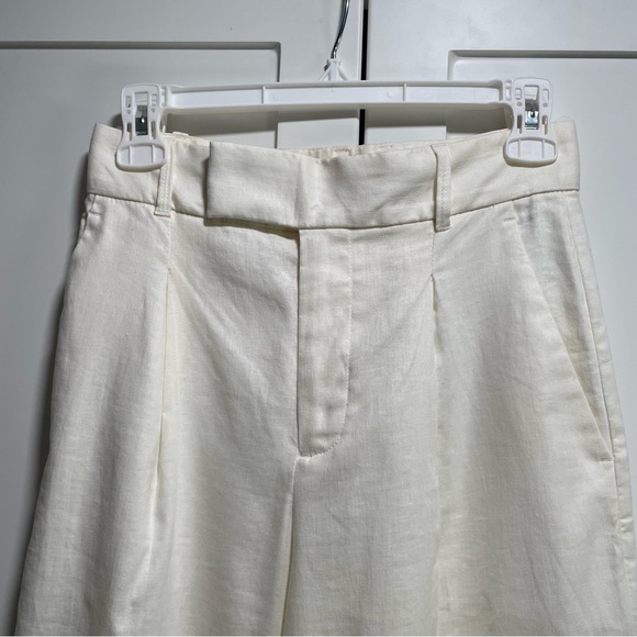 Banana Republic High Rise Linen Blend Wide Leg Trousers White Ecru - Picture 6 of 13